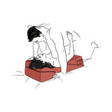 Liberator Wedge & Ramp Sex Combo Original Size Red used by a couple enhancing intimacy and comfort.