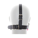 Back view of the Ple'sur Face Harness Ball Gag Pink showcasing its adjustable straps and secure fit.