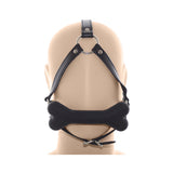 Ple'sur Face Harness Dog Bone Gag designed for dominant-submissive roleplay, featuring a playful bone-shaped bit.