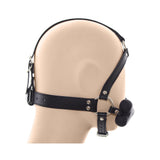 Ple'sur Face Harness Dog Bone Gag displayed on a mannequin, showcasing its full-face design and playful bone-shaped gag.