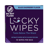 Sweetums Lucky Wipes Black Raspberry Flavor 10 Pack, intimate wipes with flavor for men's hygiene.