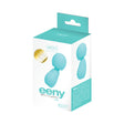 Vedo Eeny Rechargeable Extra Mini Wand Turquoise packaging with product information and features.