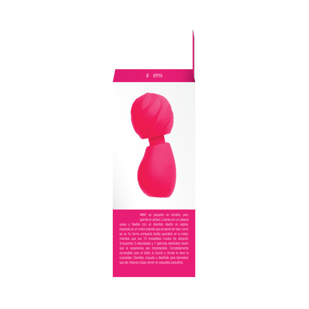 Vedo Miny Rechargeable Extra Mini Wand Pink packaging showing its compact design and ergonomic features.