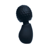 Vedo Moe Rechargeable Extra Mini Wand Black, compact massager with textured head for portable pleasure.