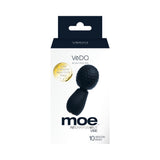 Vedo Moe Rechargeable Extra Mini Wand Black packaging showcasing the compact massager with multiple vibration modes.