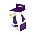 Vedo Luxi Rechargeable Clitoral Finger Vibe Purple packaging with product details and features.