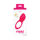 Vedo Riski Rechargeable Clitoral Vibe For Couples Pink in packaging, designed for shared pleasure and intimate moments.