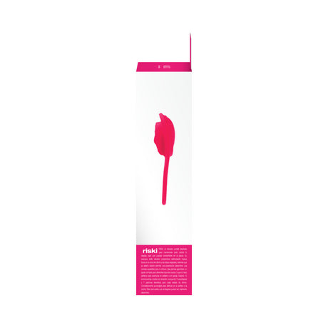 Vedo Riski Rechargeable Clitoral Vibe For Couples Pink packaging design showcasing its sleek and stylish appearance.