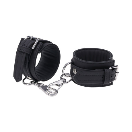 Sportsheets Signature Midnight Muse Handcuffs made of soft silicone with silver hardware for refined bondage play.