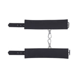 Sportsheets Signature Midnight Muse Handcuffs featuring soft silicone and sleek silver hardware.