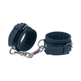 Sportsheets Signature Twilight Tease Handcuffs in soft silicone with silver hardware for luxurious restraint.