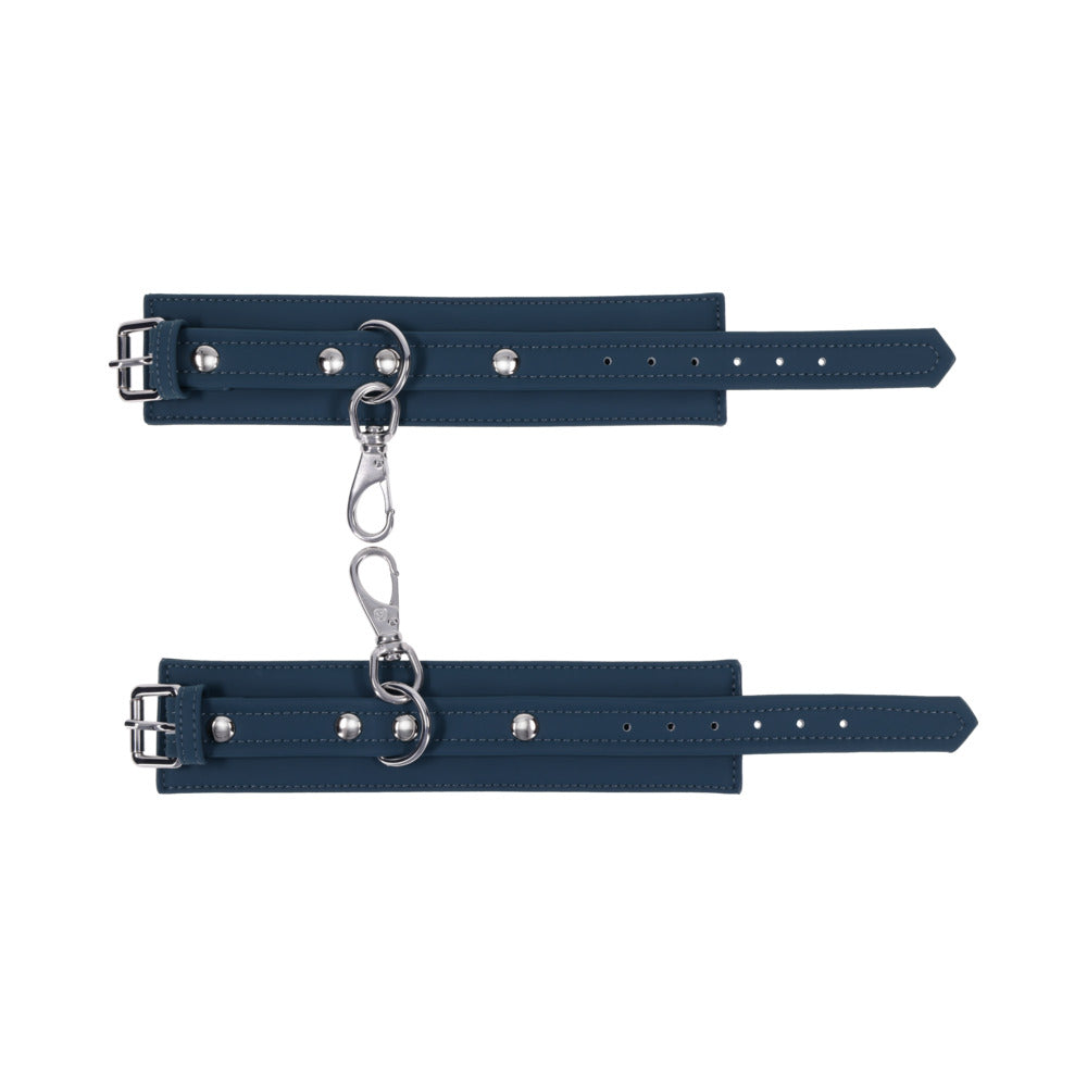 Sportsheets Signature Twilight Tease Handcuffs with sleek silver hardware and soft silicone material.