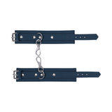 Sportsheets Signature Twilight Tease Handcuffs with sleek silver hardware and soft silicone material.