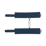 Sportsheets Signature Twilight Tease Handcuffs featuring soft silicone and sleek silver hardware.