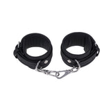 Sportsheets Signature Midnight Muse Ankle Cuffs featuring soft silicone and sleek silver-tone hardware for stylish restraint play.