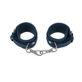 Sportsheets Signature Twilight Tease Ankle Cuffs in soft silicone with secure silver hardware for versatile play.