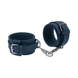 Sportsheets Signature Twilight Tease Ankle Cuffs featuring soft silicone and silver hardware.