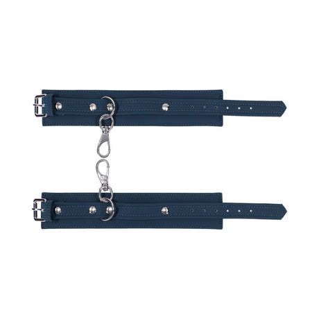Sportsheets Signature Twilight Tease Ankle Cuffs with sleek silver hardware and soft silicone for secure restraint.
