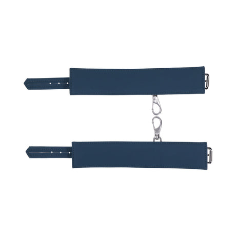 Sportsheets Signature Twilight Tease Ankle Cuffs with soft silicone and silver hardware for secure restraint.