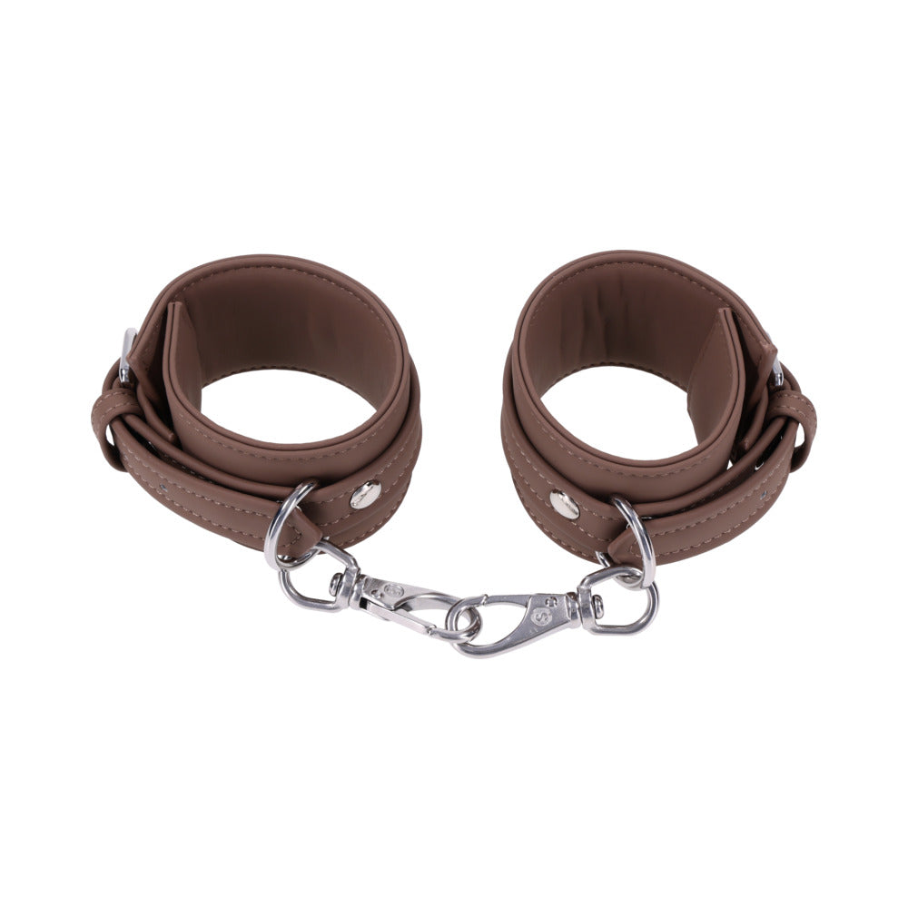 Sportsheets Signature Dawn Dream Ankle Cuffs with silver hardware and soft silicone for comfort.
