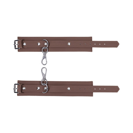 Sportsheets Signature Dawn Dream Ankle Cuffs featuring soft silicone and silver hardware for comfortable restraint play.