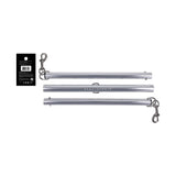 Sportsheets Signature Adjustable Spreader Bar with integrated D-rings and clasps for customizable restraint.