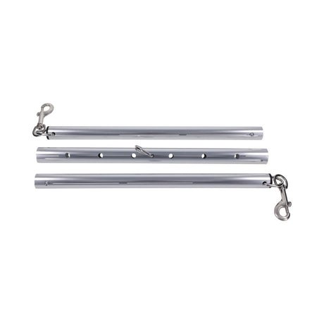 Sportsheets Signature Adjustable Spreader Bar shown in three adjustable metal sections with clasps.
