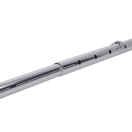 Close-up of the Sportsheets Signature Adjustable Spreader Bar showcasing its sleek metal design and adjustable features.