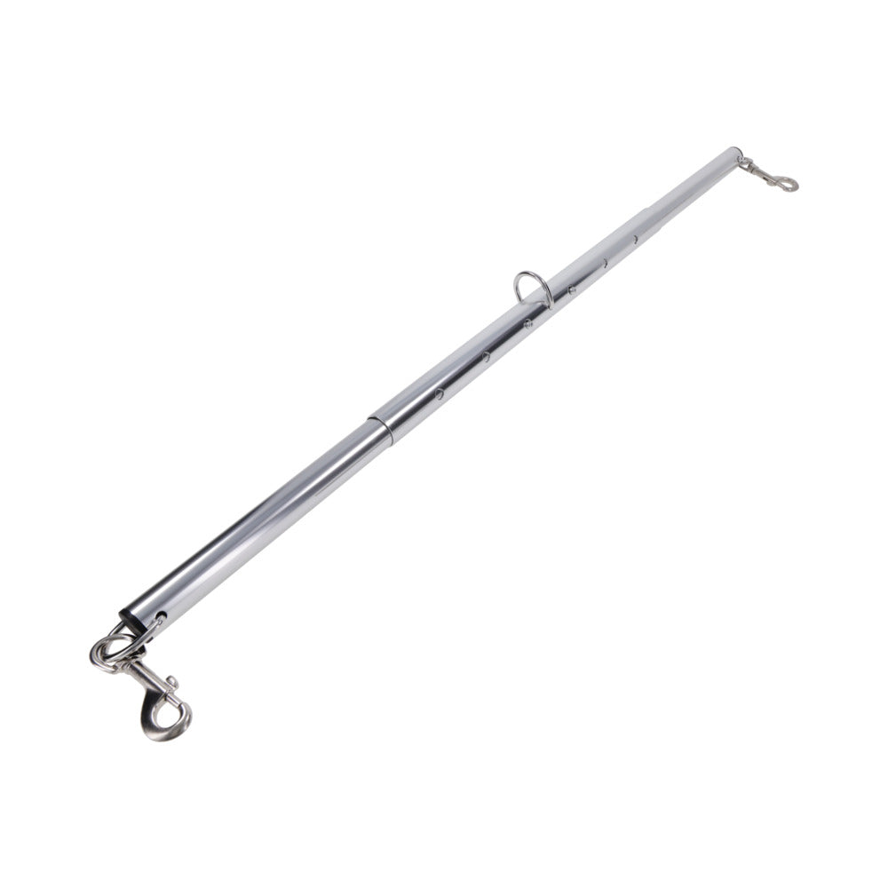 Sportsheets Signature Adjustable Spreader Bar, lightweight all-metal restraint accessory with D-rings and clasps.