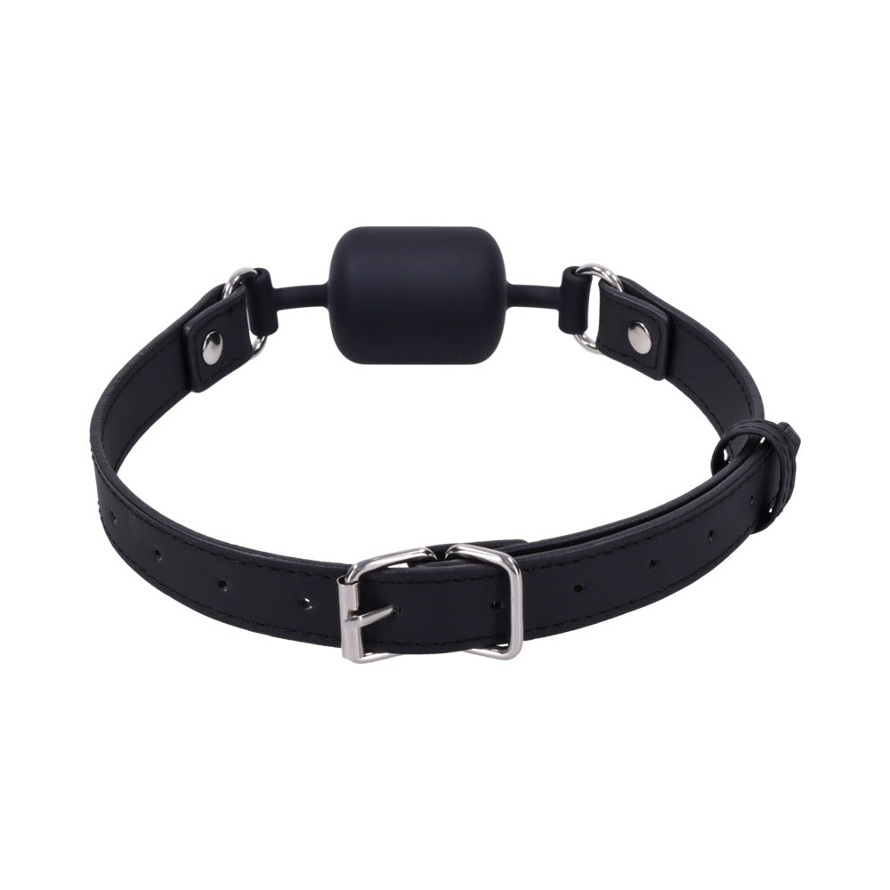 Sportsheets Signature Midnight Muse Barrel Gag with sleek cylindrical barrel shape and adjustable strap.