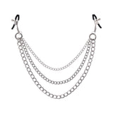 Sportsheets Signature Exchangeable Nipple Jewelry Silver with adjustable clamps and tiered chains.
