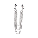 Sportsheets Signature Exchangeable Nipple Jewelry Silver with adjustable clamps and three detachable chains.