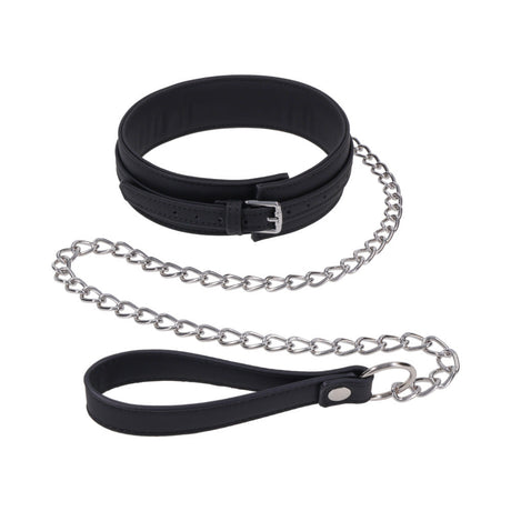 Sportsheets Signature Midnight Muse Collar & Leash with cashmere-touch silicone and silver hardware.
