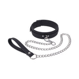 Sportsheets Signature Midnight Muse Collar & Leash with black silicone collar and detachable chain leash.