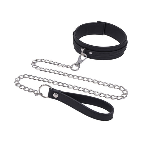 Sportsheets Signature Midnight Muse Collar & Leash with soft silicone collar and detachable chain leash.
