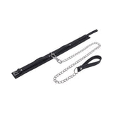 Sportsheets Signature Midnight Muse Collar & Leash with sleek silver hardware and a detachable chain leash.