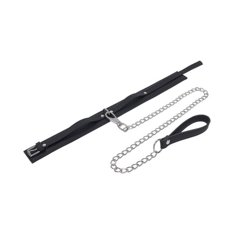Sportsheets Signature Midnight Muse Collar & Leash with sleek silver hardware and a detachable chain leash.