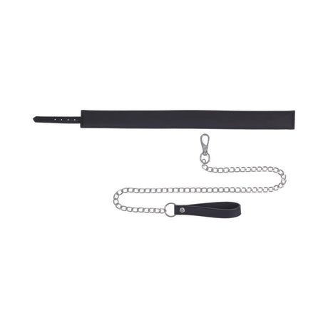 Sportsheets Signature Midnight Muse Collar & Leash featuring soft silicone, silver hardware, and adjustable design.