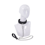 Sportsheets Signature Midnight Muse Collar & Leash featuring soft silicone, sleek silver hardware, and detachable chain leash.