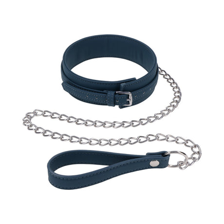 Sportsheets Signature Twilight Tease Collar & Leash featuring soft silicone and sleek silver hardware.