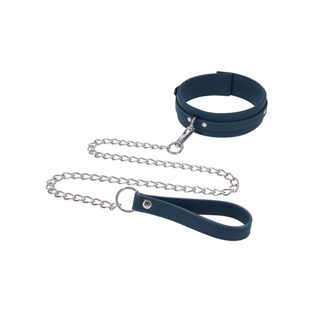 Sportsheets Signature Twilight Tease Collar & Leash featuring soft silicone and silver hardware.