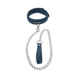 Sportsheets Signature Twilight Tease Collar & Leash featuring a stylish blue collar and silver chain leash.