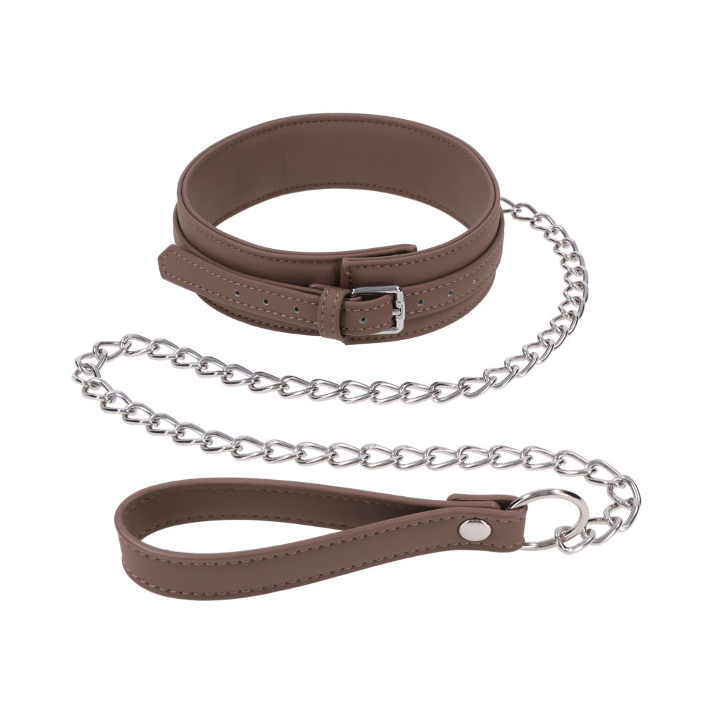 Sportsheets Signature Dawn Dream Collar & Leash featuring soft silicone and sleek silver hardware.