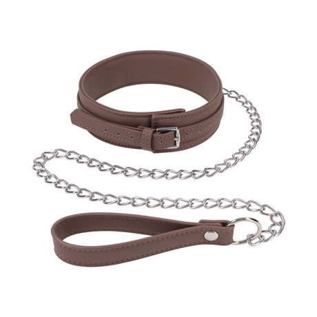 Sportsheets Signature Dawn Dream Collar & Leash featuring soft silicone and sleek silver hardware.