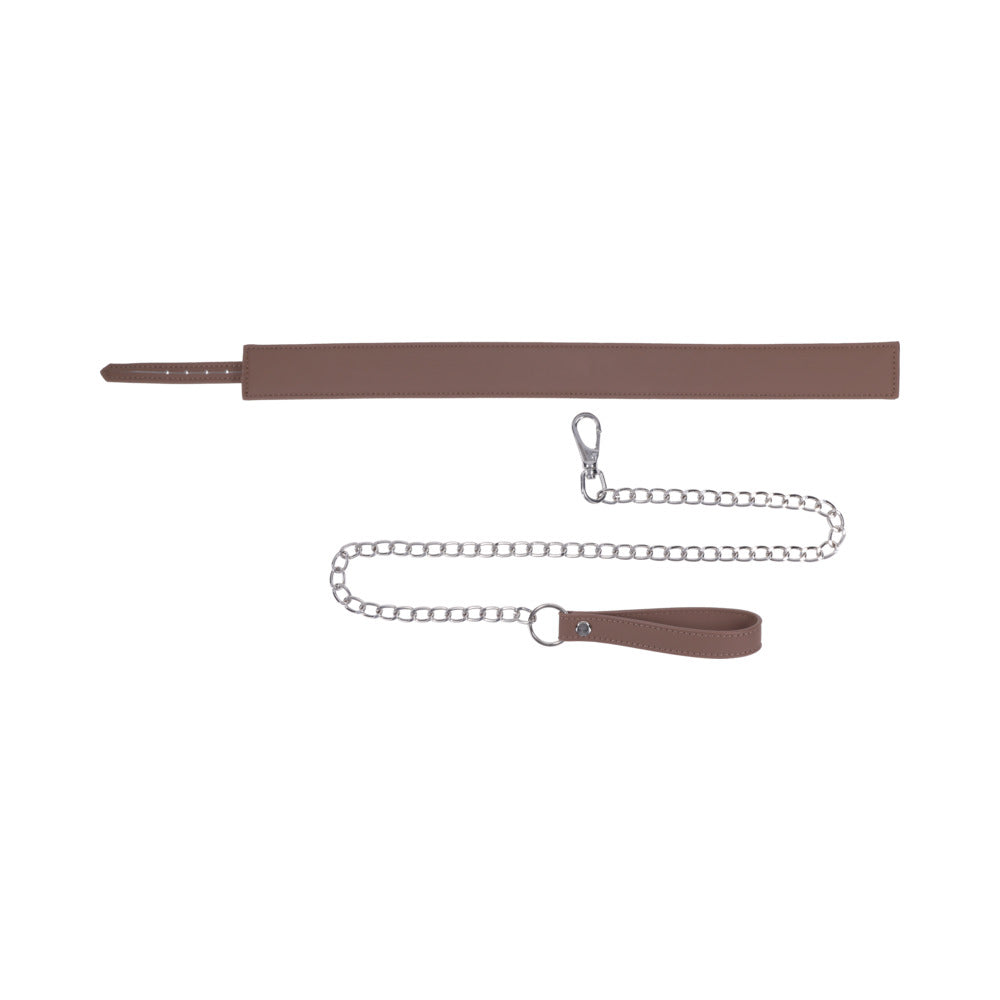 Sportsheets Signature Dawn Dream Collar & Leash featuring soft silicone and sleek silver hardware for stylish play.