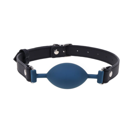 Sportsheets Signature Twilight Tease Oval Gag on a black strap with a smooth blue oval mouthpiece.