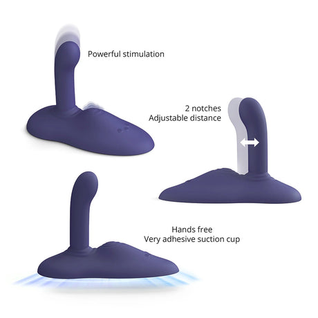 Love To Love Gofast Thrusting Vibrator Midnight Indigo showcasing powerful stimulation and hands-free suction cup design.