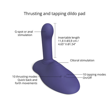 Love To Love Gofast Thrusting Vibrator Midnight Indigo features internal thrusting and clitoral tapping for customizable stimulation.