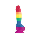 Colours Pride Edition 6 Inch Silicone Dong Rainbow featuring vibrant rainbow colors and a smooth texture for enjoyable play.
