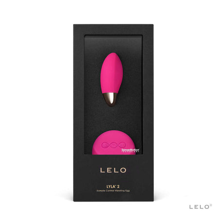 LELO LYLA 2 Remote Control Vibrating Egg Cerise in sleek packaging for discreet pleasure.